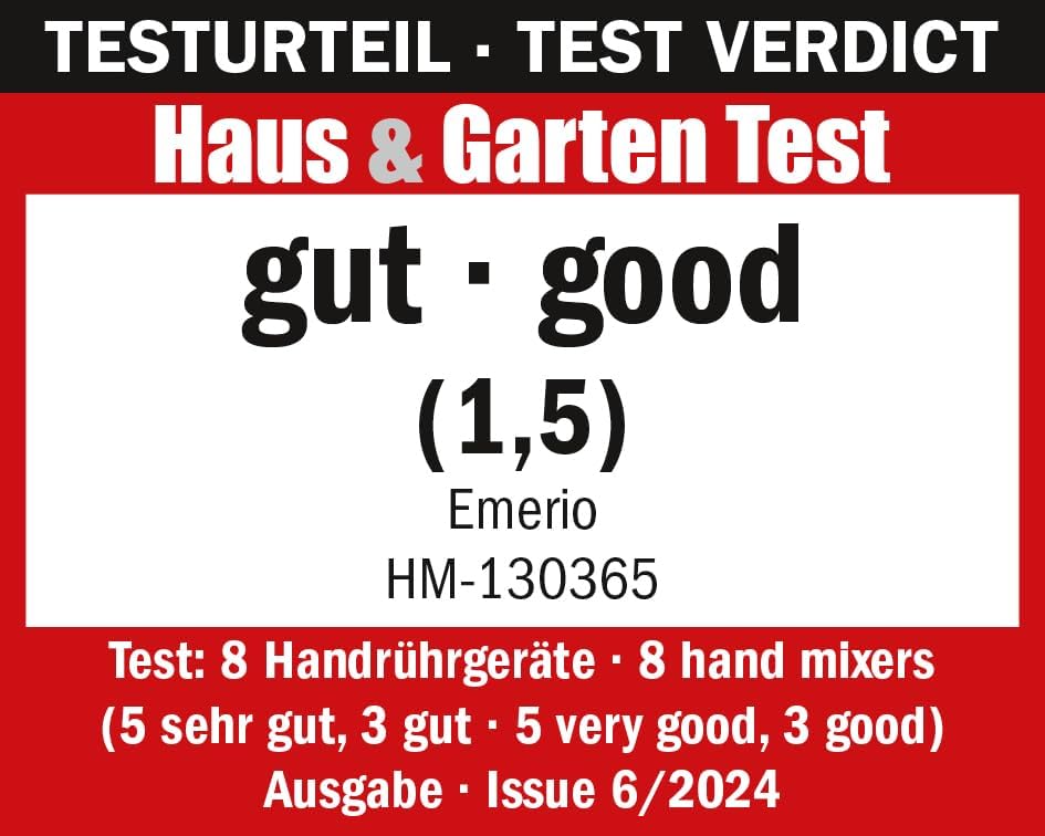 EMERIO elektrischer Handmixer Handrührer Mixer Handrührgerät mit 400 Watt 5 Geschwindigkeiten & Turb