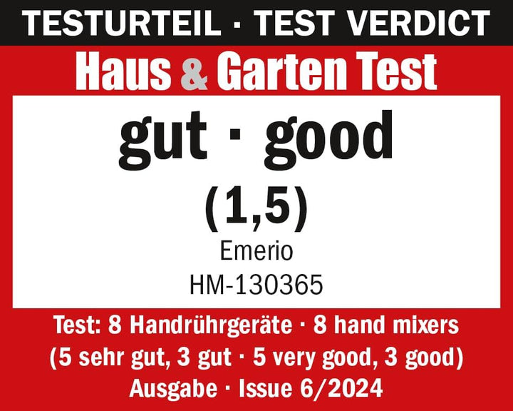 EMERIO elektrischer Handmixer Handrührer Mixer Handrührgerät mit 400 Watt 5 Geschwindigkeiten & Turb