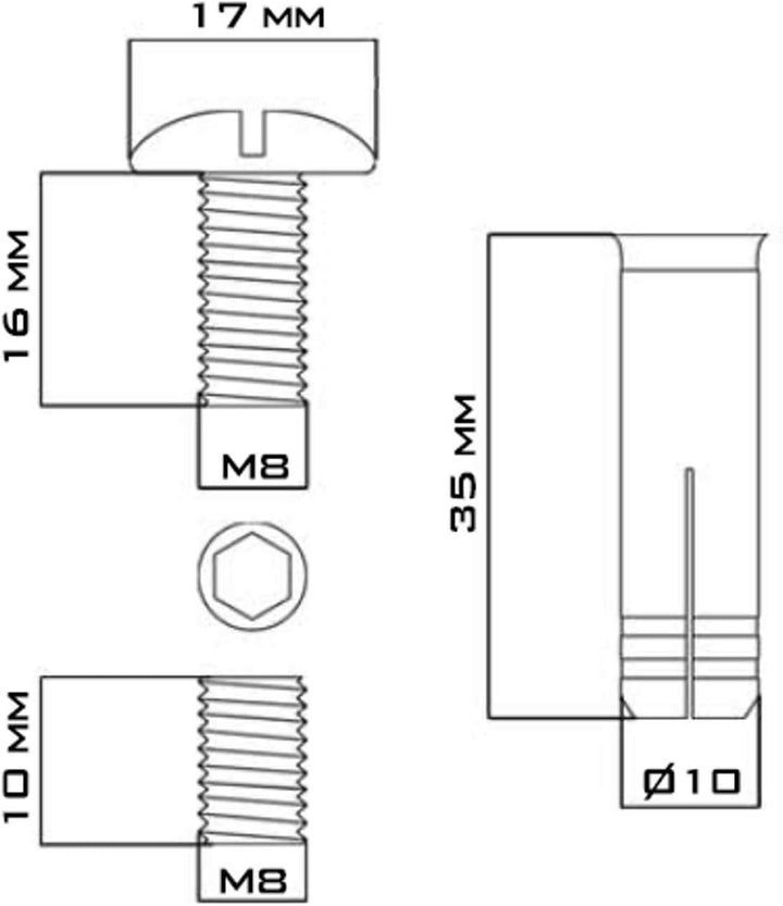 BricoLoco Pooldübel aus Messing, Schraube Edelstahl A2 | Verankersystem für Plane Swimmingpool mit V
