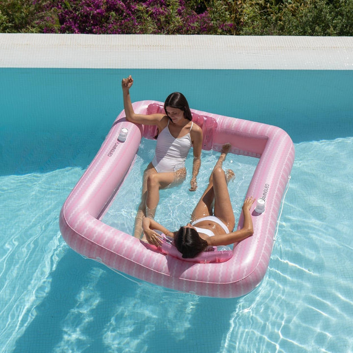 Flamingueo Luftmatratze Pool - Wassermatratze - Extra gross - Gitterboden - Zwei Getränkehalter - Zw