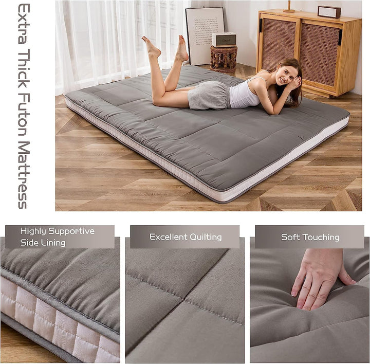 MAXYOYO Futon Matratze, Gepolsterte Japanische Bodenmatratze Gesteppte Bett Matratzenauflage, Extra