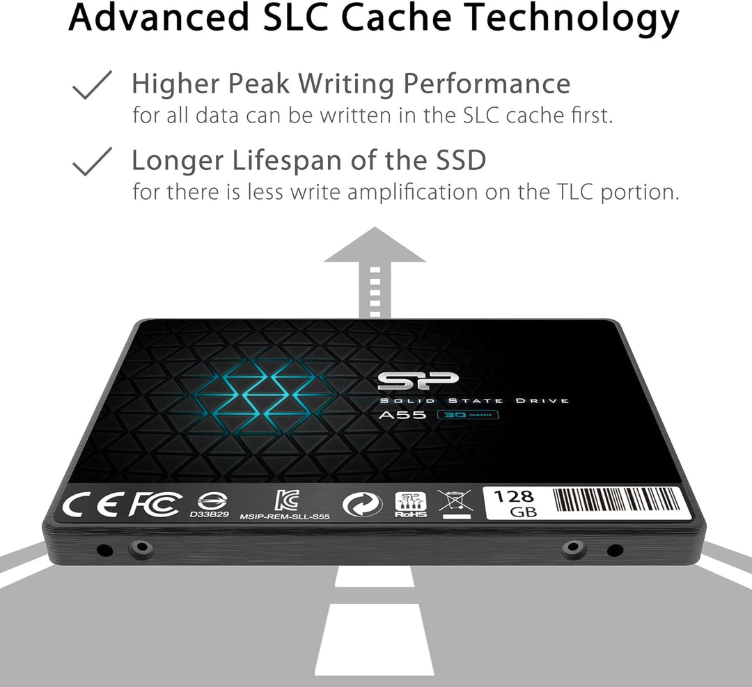 Silicon Power 2-Pack 128GB SSD 3D NAND A55 SLC Cache Performance Boost SATA III 2.5" 7mm (0.28") Int
