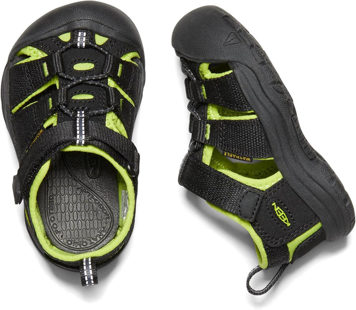 KEEN Unisex Kinder Newport H2 Sandalen 19 EU Black Lime Green, 19 EU Black Lime Green