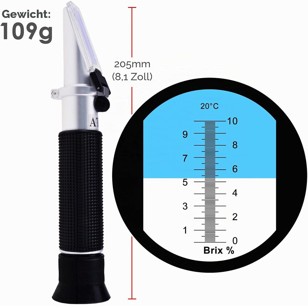 0-10% Brix Refraktometer mit ATC Niedrig Konzentriert Zuckergehalt Lösungen Genauigkeit 0.1% Ahornsa