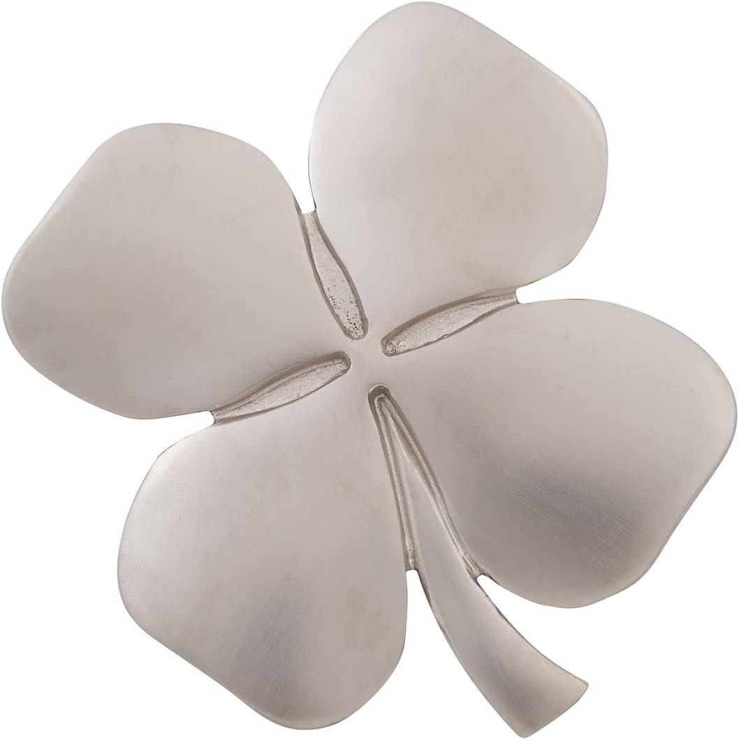 Exclusively Irish Kleeblatt Glücksklee Wandbehang mit Irischem Segen, Satiniertes Nickel 11x11 cm, S