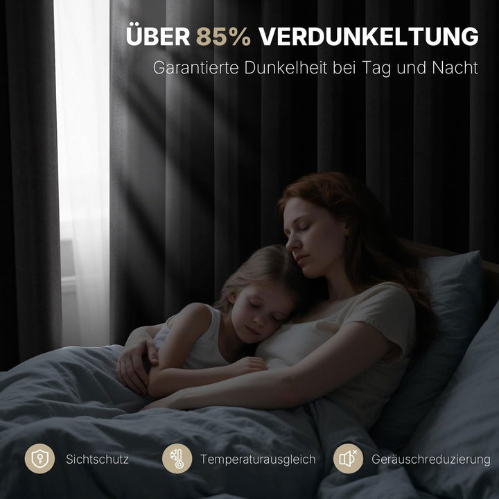 Joydeco Blickdichte Vorhänge mit Ösen Gardinen 2er Set, Verdunkelungsvorhang Thermovorhang Hitzeschu