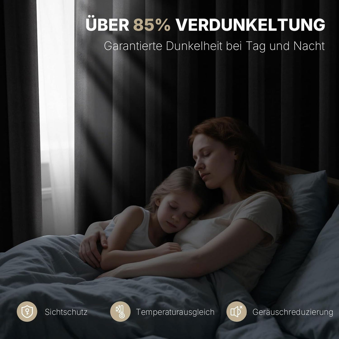 Joydeco Blickdichte Vorhänge mit Ösen Gardinen 2 Stück Verdunkelungsvorhang Thermovorhang Hitzeschut