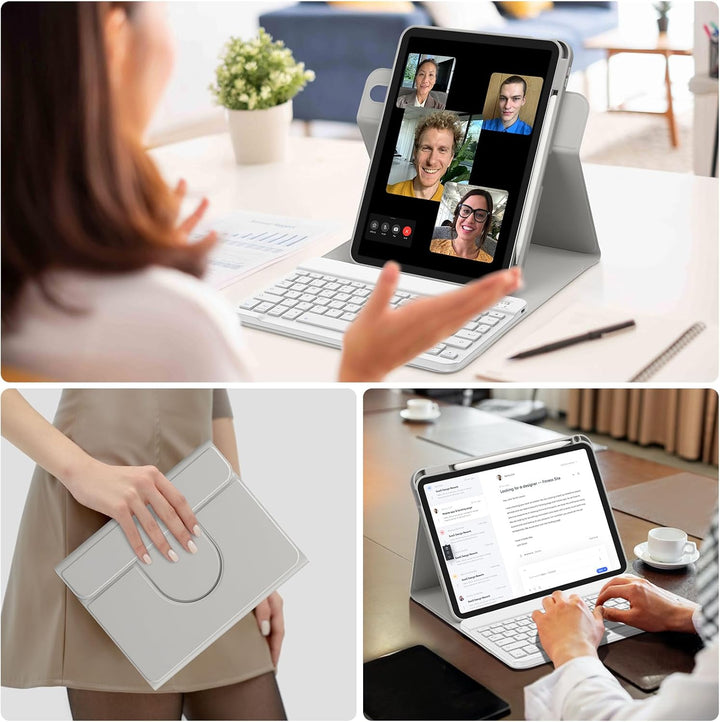 Bettdow für iPad 10.Generation 2022 Tastatur Hülle, Hoch-/Querformat Verwenden, QWERTZ Layout Abnehm
