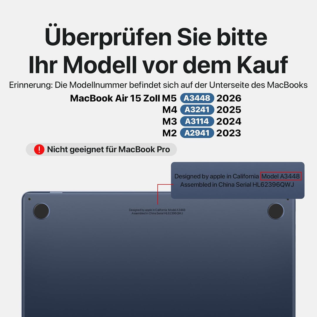 Soonjet Hülle Kompatibel für MacBook Air 15 Zoll Hülle M2 2023 Neu A2941 Farbe Passend Ultradünne Sc
