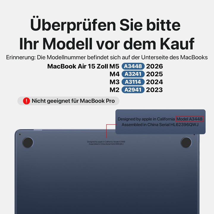 Soonjet Hülle Kompatibel für MacBook Air 15 Zoll Hülle M2 2023 Neu A2941 Farbe Passend Ultradünne Sc