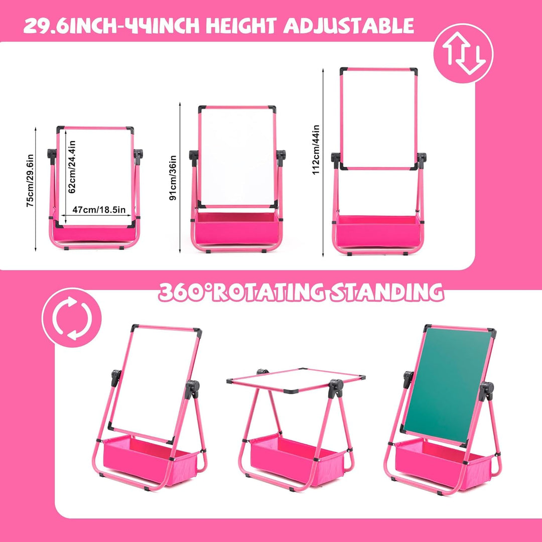 Kinder Staffelei Malerei Doppelseitige Tafel für Kinder mit Kreidetafel & Whiteboard 360 drehbare Hö