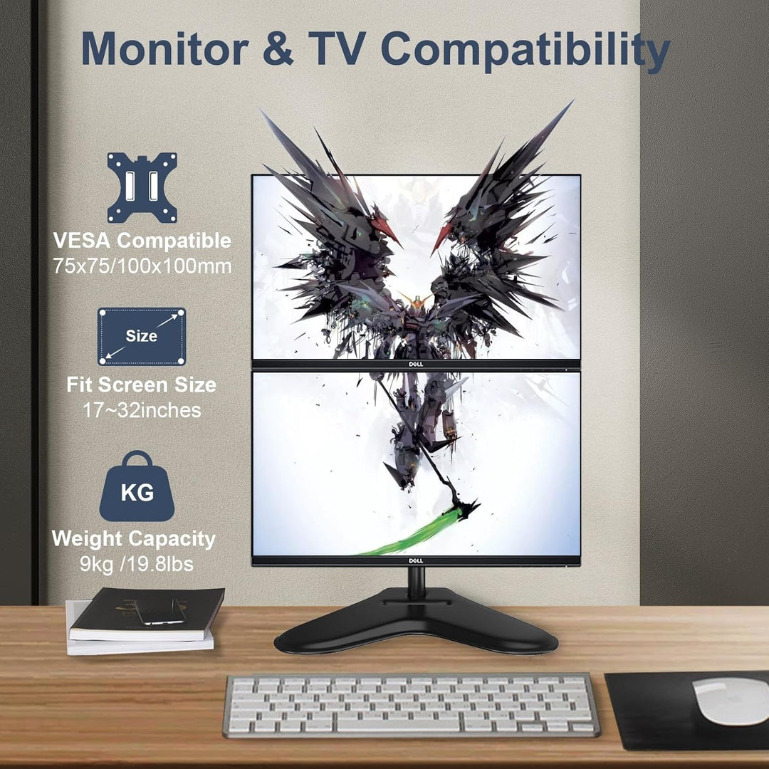 PUTORSEN Monitor Halterung 2 Monitore, Vertikale Doppelmonitorhalterung für 17-32-Zoll-LCD-LED-Bilds