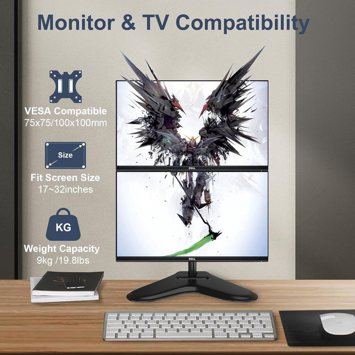 PUTORSEN Monitor Halterung 2 Monitore, Vertikale Doppelmonitorhalterung für 17-32-Zoll-LCD-LED-Bilds