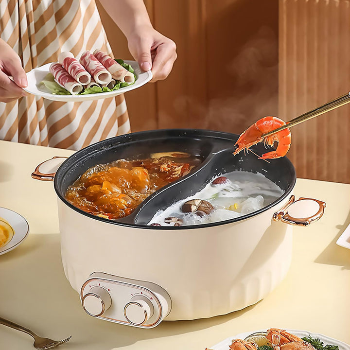 Hotpot Elektrisch Pot, 6L Hot Pot Elektrisch, 2000W Tragbare Multifunktionale Antihaft-Bratpfanne mi