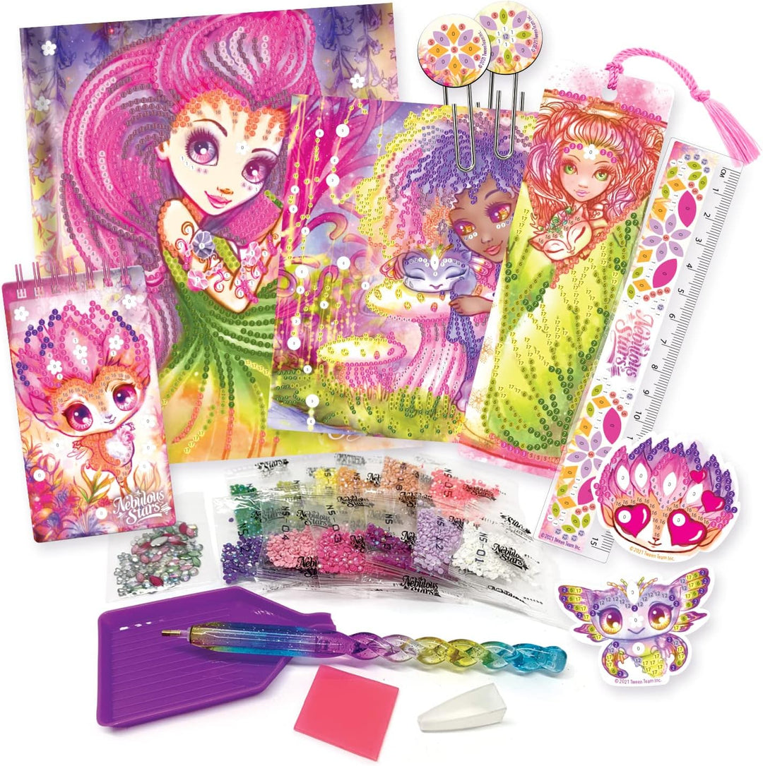 Nebulous Stars Kreativset Schreibwaren Deluxe Set, Strass nach Zahlen, ab 7 Jahre