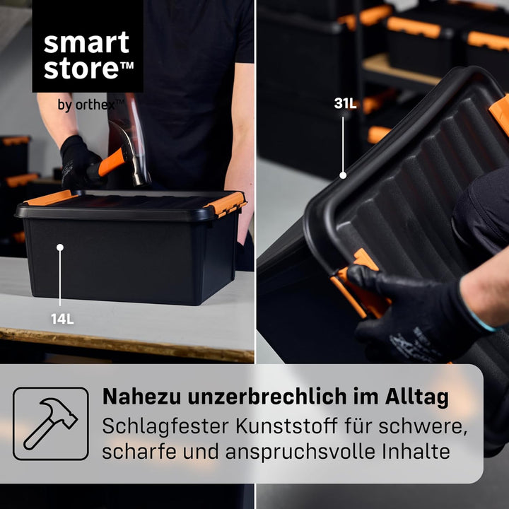 SmartStore Pro 45 Aufbewahrungsboxen 4-Teilig, Schwarz, eine grösse 50 L x 4 Pack, 50 L x 4 Pack