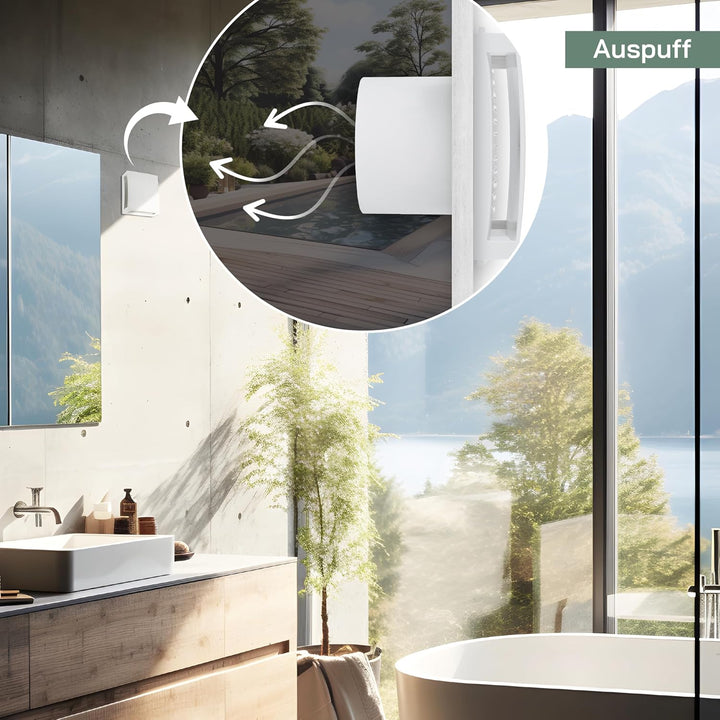 Vent Systems Badlüfter 100mm – Wasserdichter Badventilator mit Timer und Lichtschalter-Aktivierung –