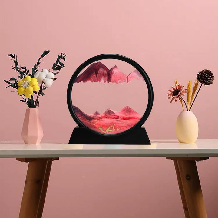 Dynamische 3D-Sandkunst, flüssige Bewegung, bewegliche Sandkunst, Bild, rundes Glas, 3D-Tiefsee-Sand