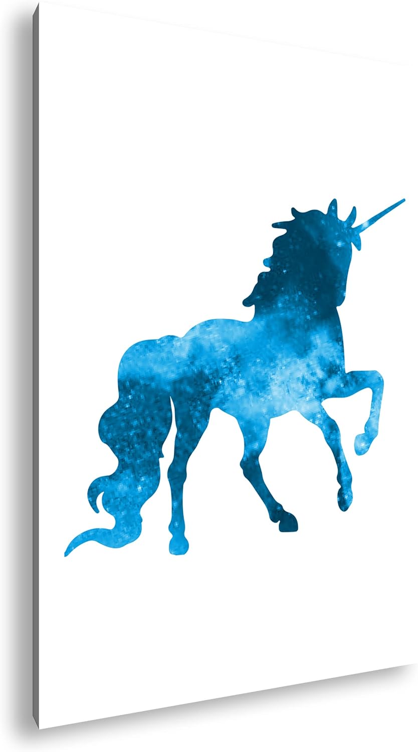 deyoli Galaxie-Einhorn Format: 80x60 Effekt: Monocrome Blau als Leinwandbild, Motiv fertig gerahmt a