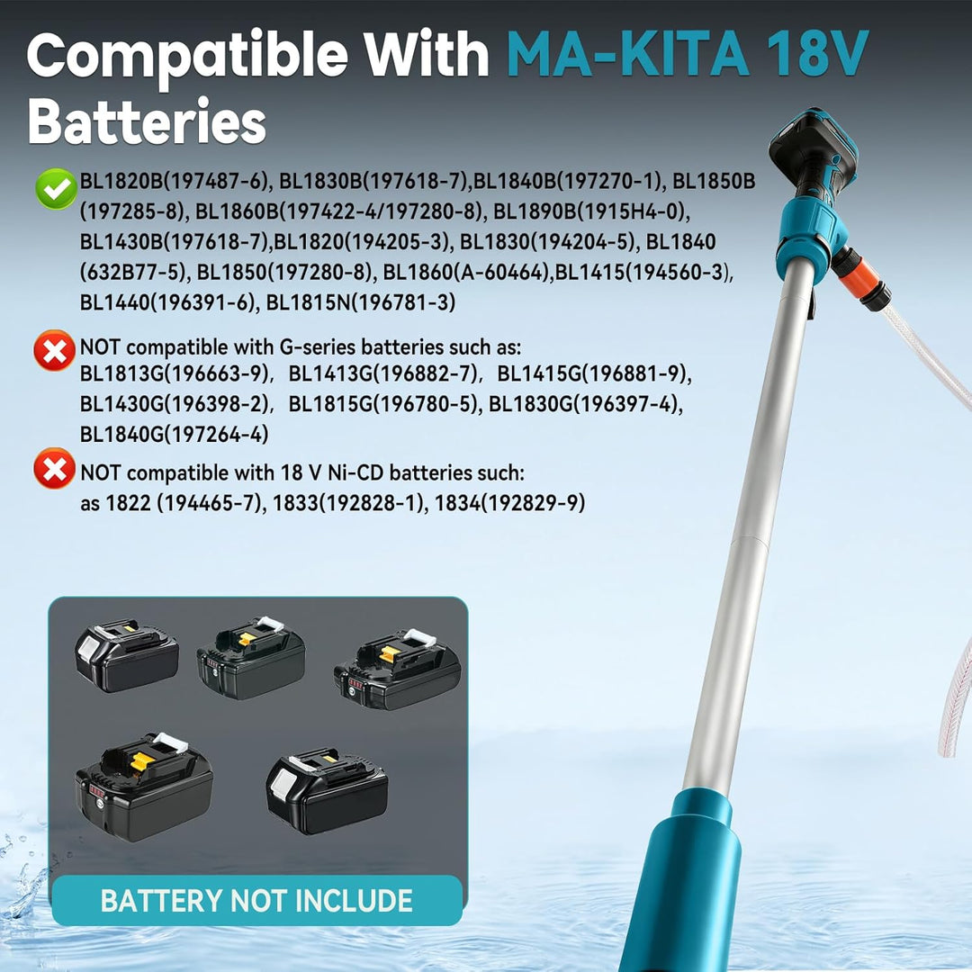 Kabellose Stick-Wassertransferpumpe, kompatibel mit Makita 18 V Akku, 16000 U/min, tragbare Tauchpum