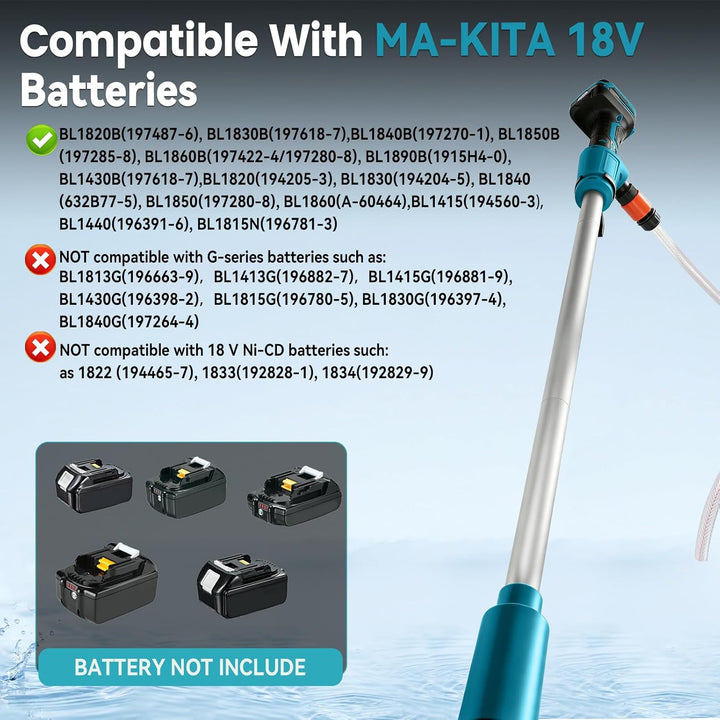 Kabellose Stick-Wassertransferpumpe, kompatibel mit Makita 18 V Akku, 16000 U/min, tragbare Tauchpum
