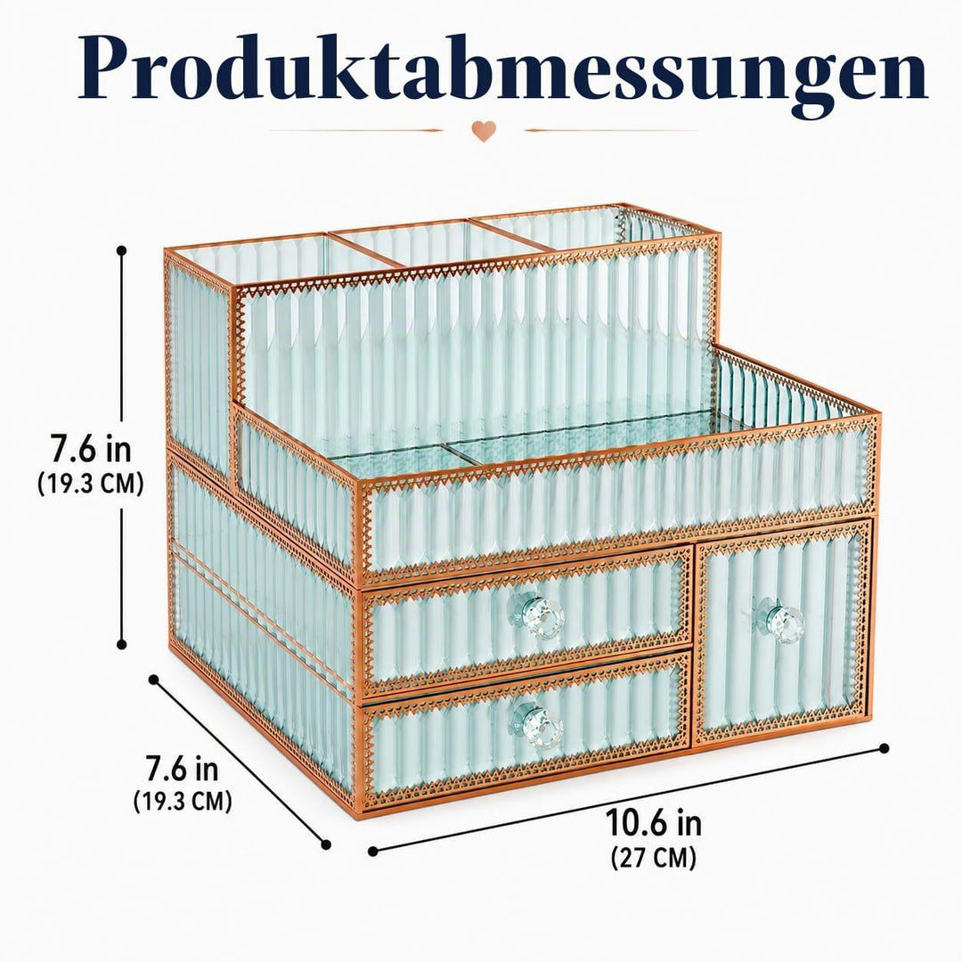 Youdepot Haar-Werkzeug-Organizer, Make-up-Organizer für Schminktisch, gehärtetes Glas, Haar-Organize