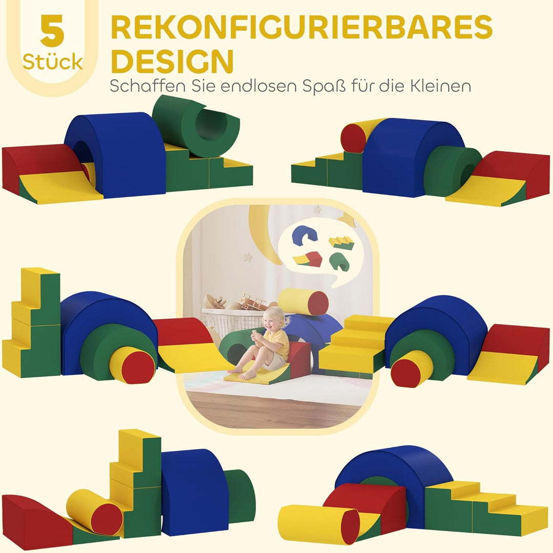 AIYAPLAY Schaumstoff Bausteine Kinder 5 TLG. Klettern Softbausteine Riesenbausteine Grossbausteine B