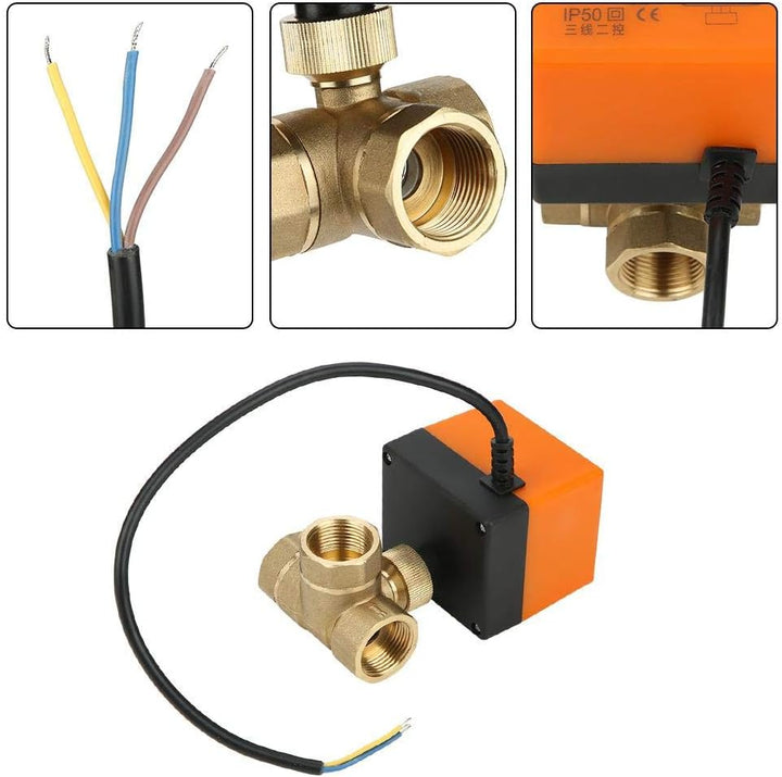 DC 24V DN20 G3/4 304 Motorisches Kugelhahn aus Messing 3 Draht 2 Steuerung 3-Wege-Motorventil aus mo