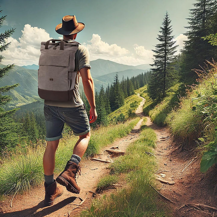 Xcase Laptop Tasche: Kompakter Rolltop-Canvas-Rucksack, Laptopfach, Reissverschluss, 30 l (Fahrradru