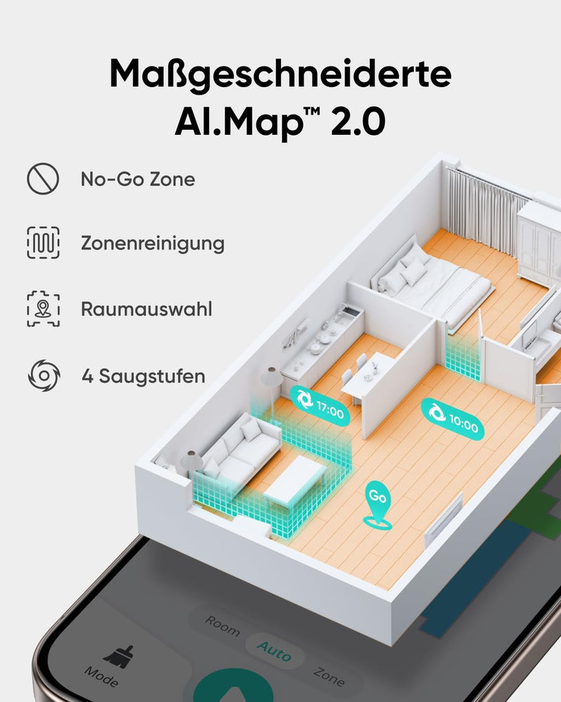 eufy L60 Saugroboter mit Wischfunktion, Ultra Starke 5.000Pa Saugkraft, iPath Laser-Navigation, für