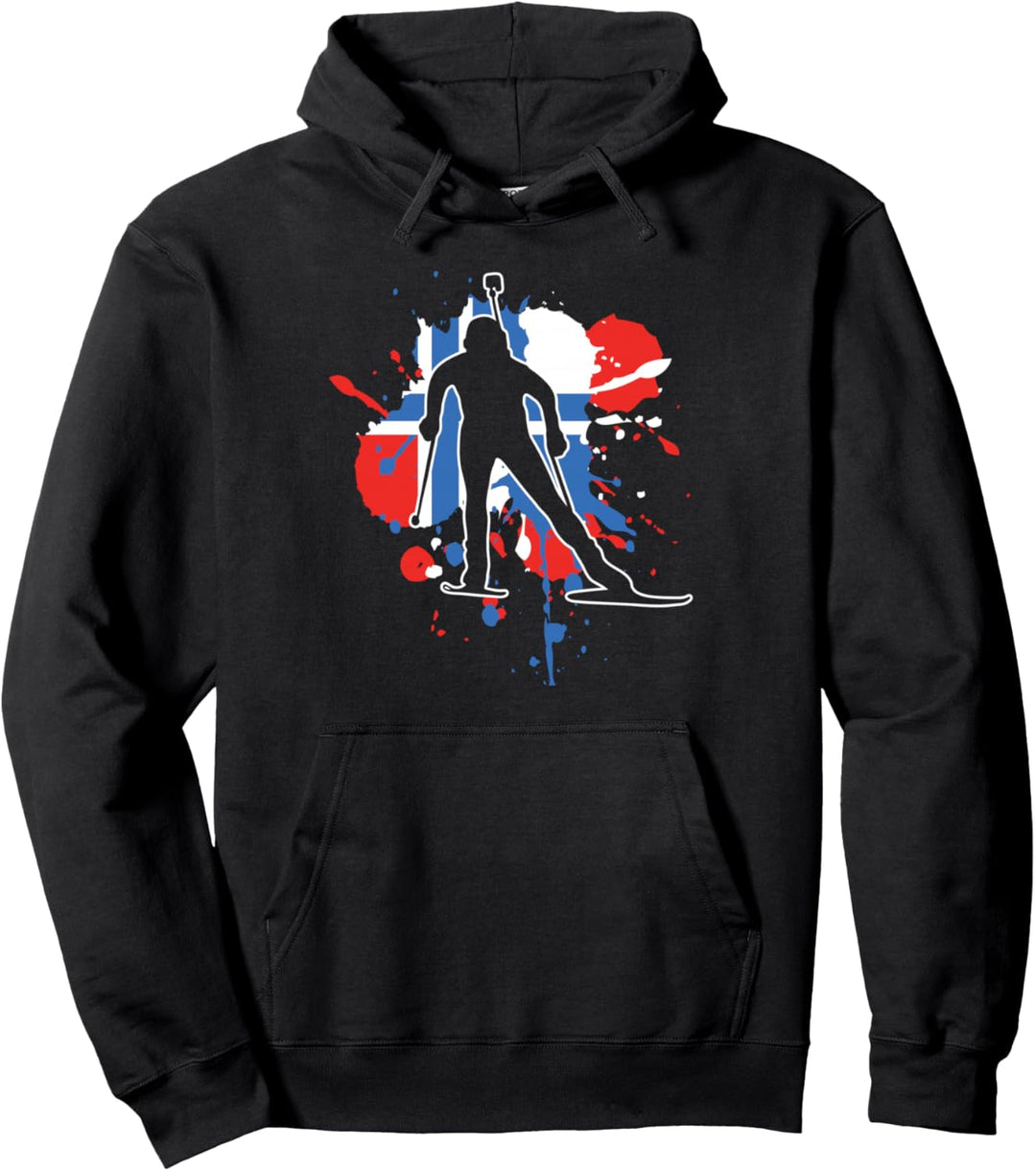 Norwegen-Flagge Biathlonist - Norwegischer Biathlon Pullover Hoodie