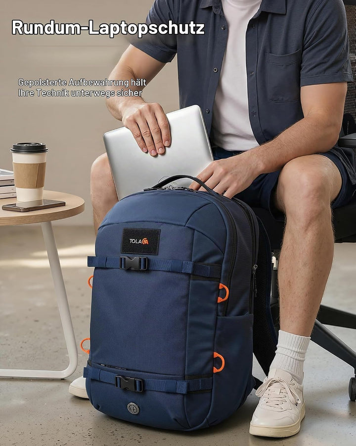 Tolaccea Reiserucksack 30L Damen Herren, Handgepäck Rucksack 16 Zoll Laptop | Nachhaltiges RPET. 180