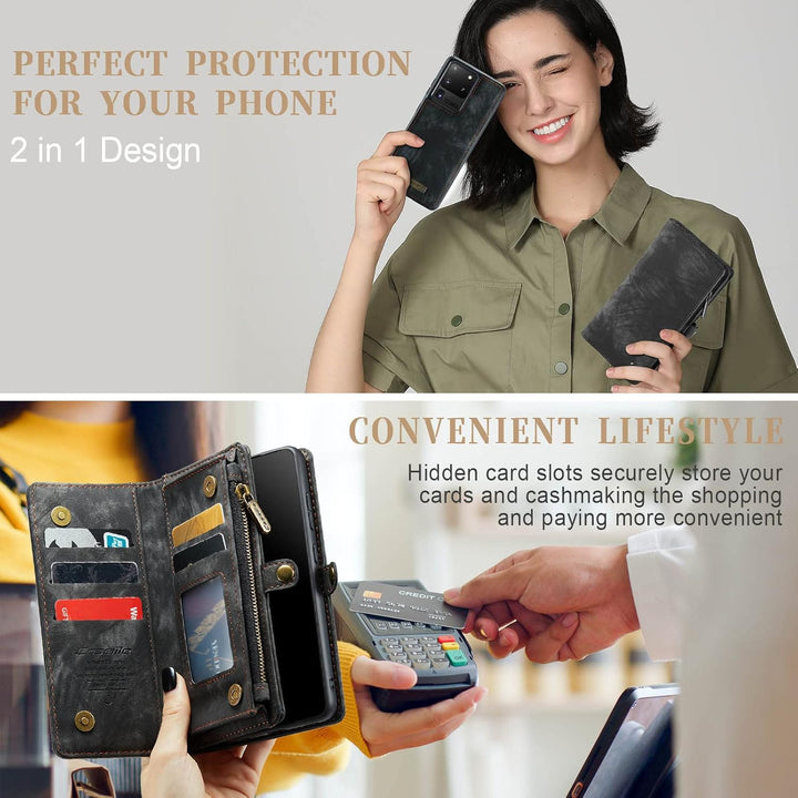 UFinetech 2-in-1 Samsung Galaxy S20 Ultra Hülle Tasche Leder TPU Abnehmbar Handy Flip Magnetisch Kar