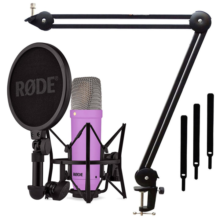 Rode NT1 Signature Purple Studio-Mikrofon Lila + keepdrum MS138 Gelenkarm-Stativ Schwarz Violett Mik