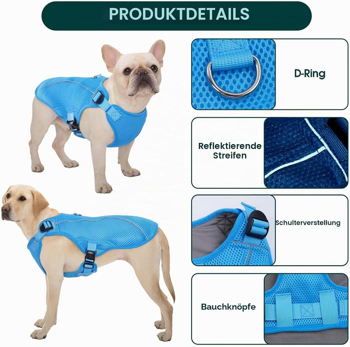 Kuoser Hund Kühlweste, Kühlweste für Hunde zur Abkühlung im Sommer, Atmungsaktive Hundekühlweste mit