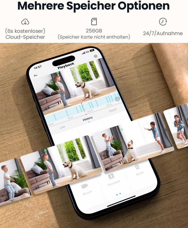 ieGeek Überwachungskamera Innen, 2K Kamera Überwachung Innen, 360° WLAN Kamera Indoor, Zwei-Wege-Aud