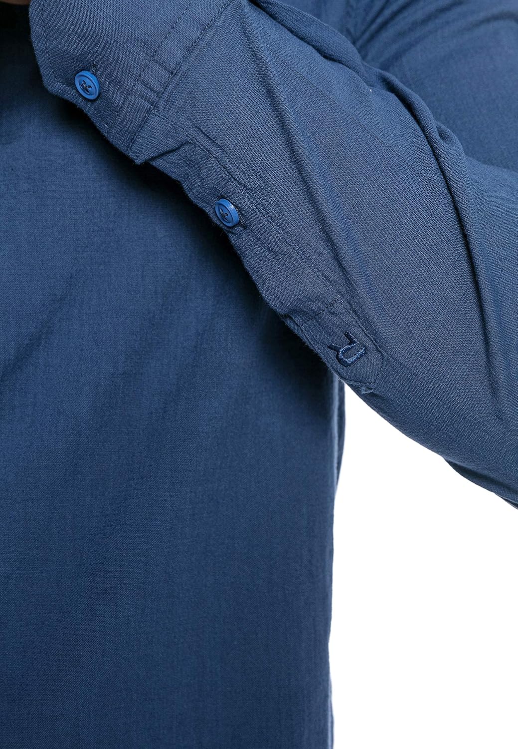 Redbridge Elegantes Herren Leinenhemd Langarm Casual Baumwolle M Blau, M Blau