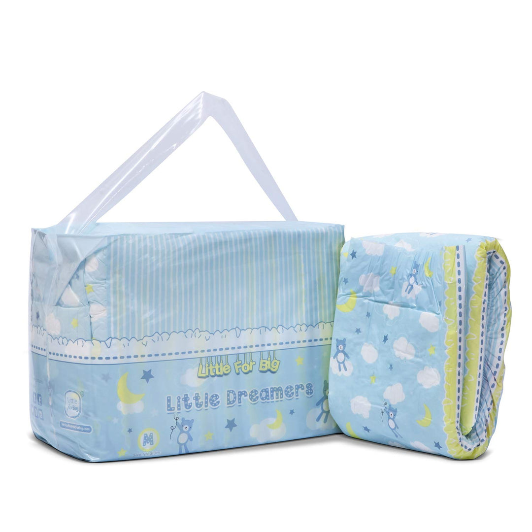 LittleForBig 5500-5800 ml Erwachsenen Gedruckten Windeln 10 Stück - Kleine Träume (M) Blau M, Blau M