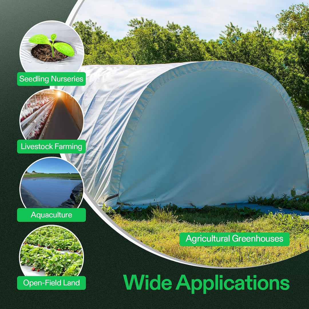 VIVOSUN Schwarz-weisse Panda-Folie, 3 x 3 m, 5,5 mm Polyfolie, Verdunkelungsplane für warmes Haus 10