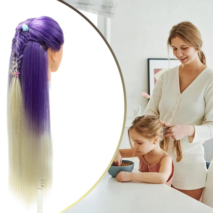 Trainingsköpfe, 28 inch Frisierkopf 100% Synthetikfaser-Haar Übungskopf, Frisurenkopf Ausbildung Kop