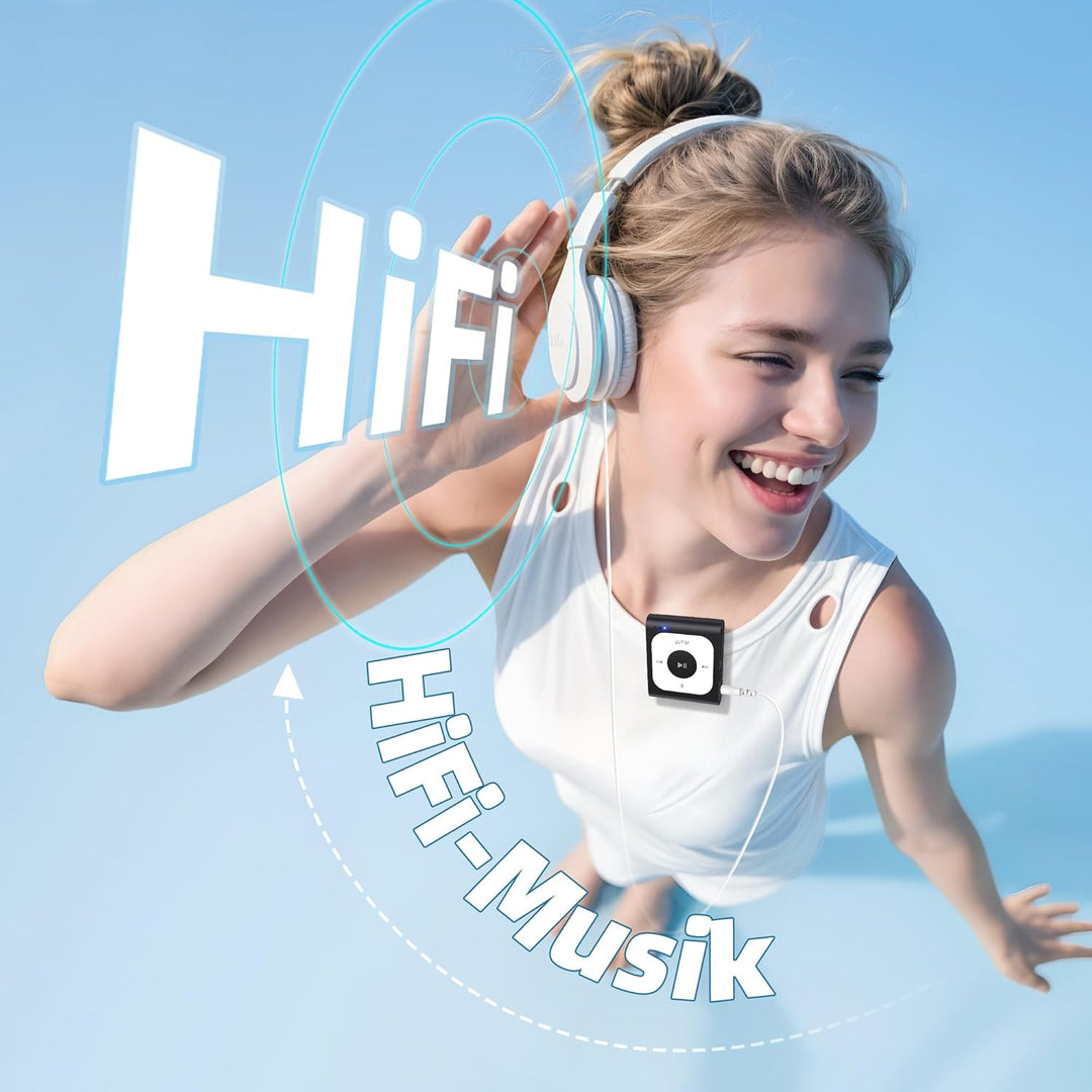 AGPTEK 64GB MP3 Player Bluetooth 5.3 mit Clip, Mini Tragbarer Musikplayer mit UKW-Radio, Zufallswied