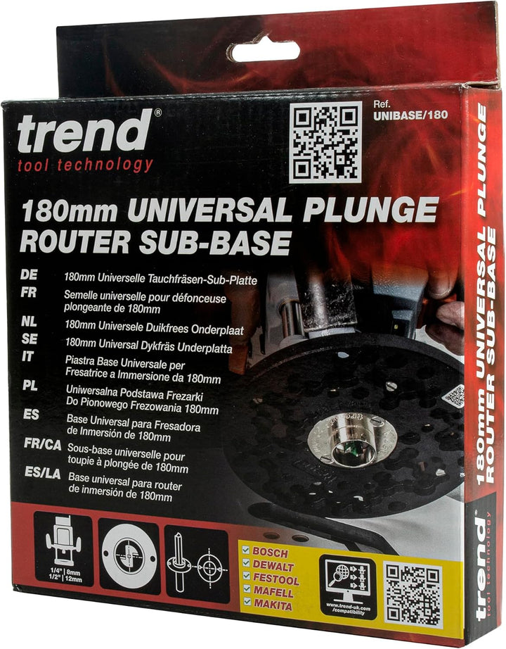 Trend Grosse Universal-Tauchsägegrundplatte, 180mm, Erweiterte Kompatibilität für 12mm Tauchfräsen,