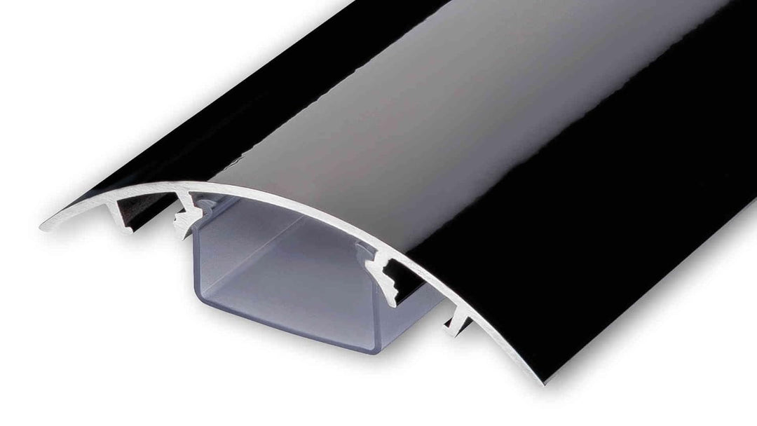 TV Design Aluminium Kabelkanal in schwarz Hochglanz lackiert in verschiedenen Längen von ALUNOVO (Lä