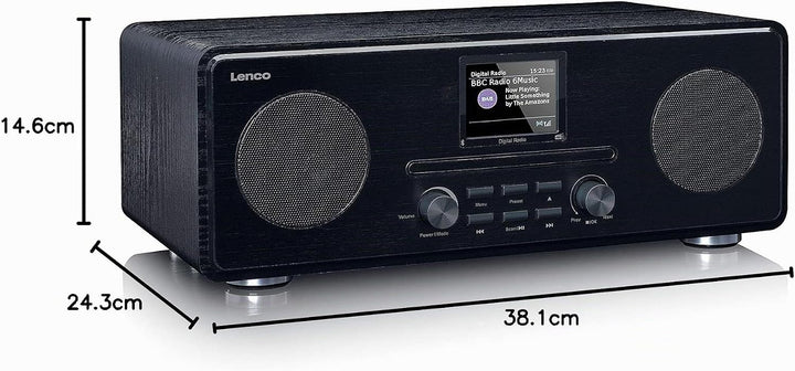 Lenco DAR-061 Dab+ CD Radio - Bluetooth 5.0 - Dab+ und FM PLL-Empfänger - LCD-Display - Zwei Stunden
