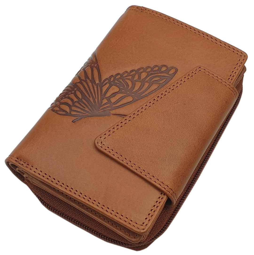 Echt Rindleder Damen Geldbörse/Geldbeutel/Portemonnaie/Geldtasche/Portmonee in Hochformat mit Schmet