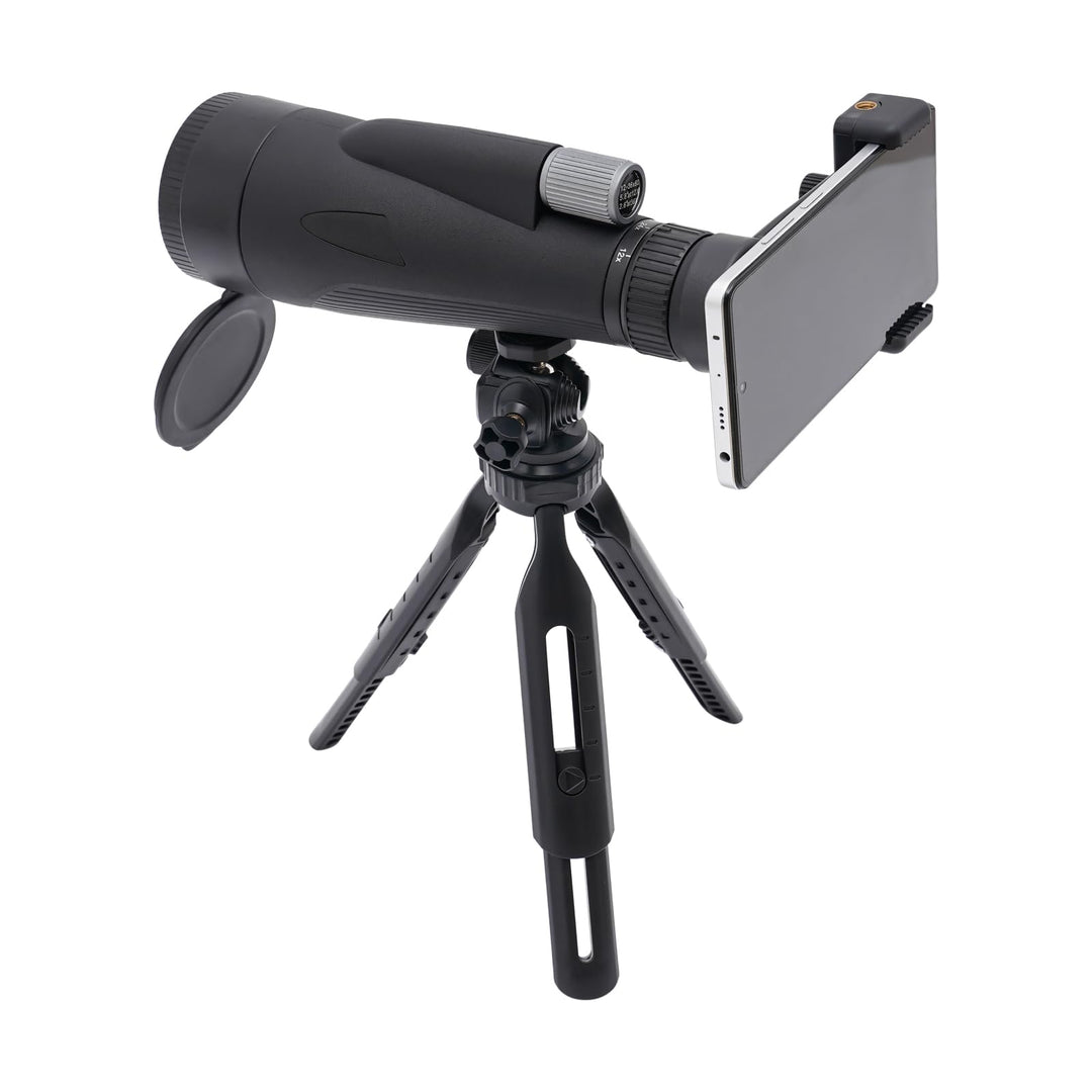 Monokulares Teleskop 12-36X60, Monokular Fernrohr mit BAK4-Prisma und Stativ Smartphone-Halter für B