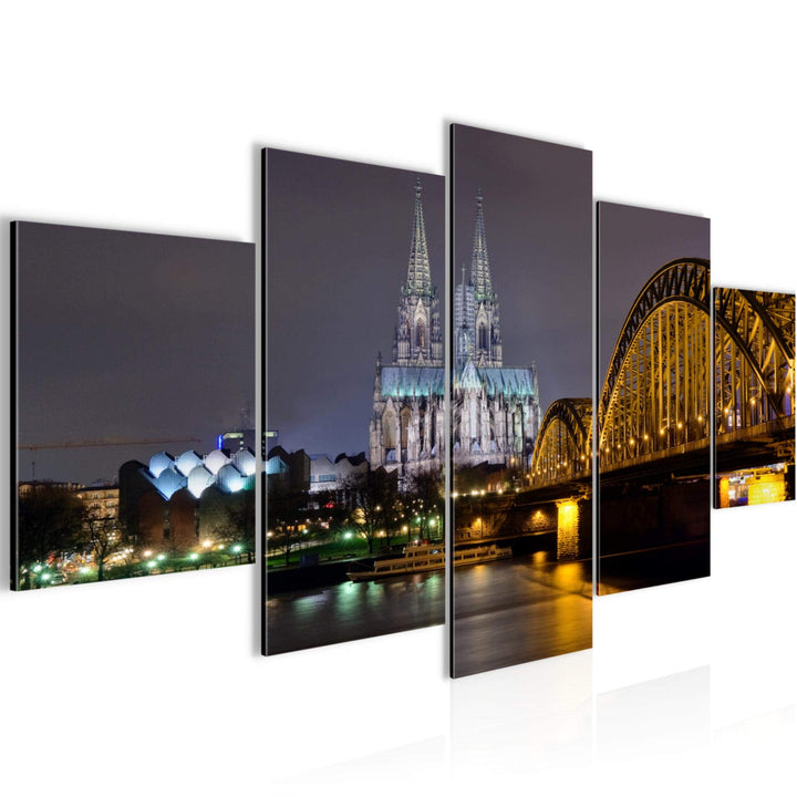 Runa Art Wandbilder Köln 5 Teilig Bild auf Vlies Leinwand Deko Wohnzimmer Schlafzimmer Stadt Skyline