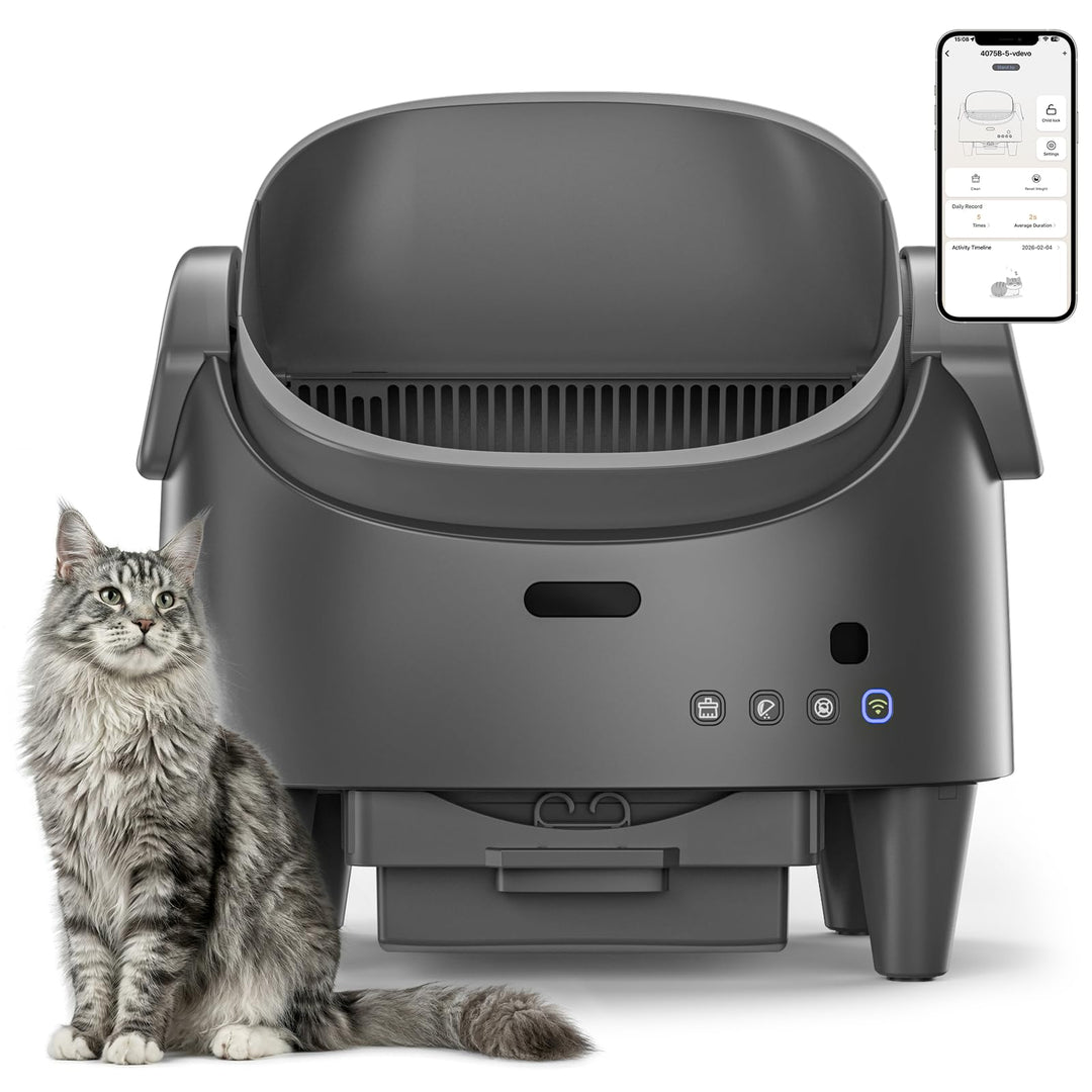 Selbstreinigende Katzentoilette Offen, Automatische Katzenklo mit App & Sicherheitssensor, Grosser A