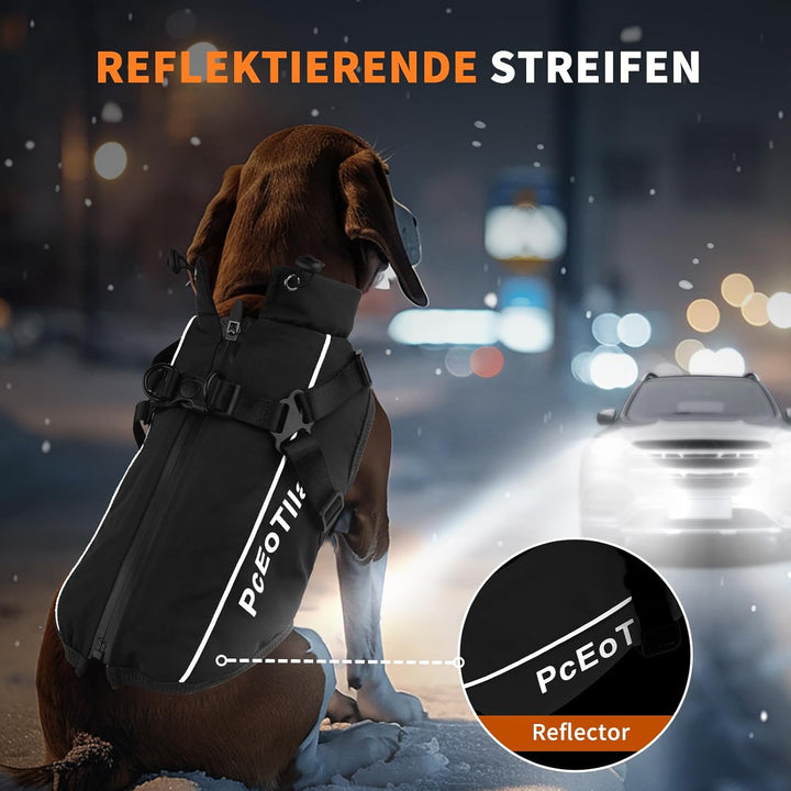 PcEoTllar Wasserdichter Hundemantel für kleine Hunde, warme reflektierende Jacke mit Geschirr für de