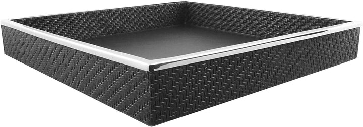 EDZARD Serviertablett Jackson, quadratisch, Edelstahl mit Kunstlederbezug, rechteckig, 39 x 38 cm